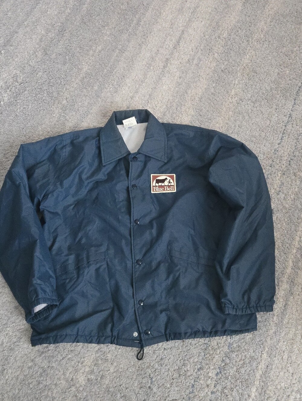 VTG Windless Blue Bell Ice Cream Coaches Jacket Men's L Lined Made in USA Snap